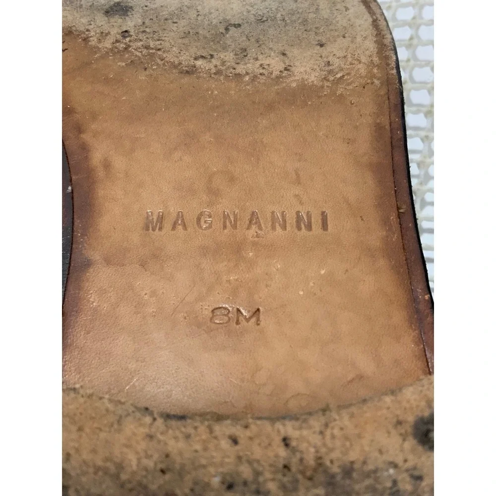 Magnanni Leather Tassel‎ Loafers Mens Size 8 Black EUC